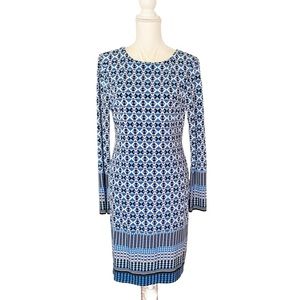 Donna Morgan Blue Black Geometric Dress Size 8